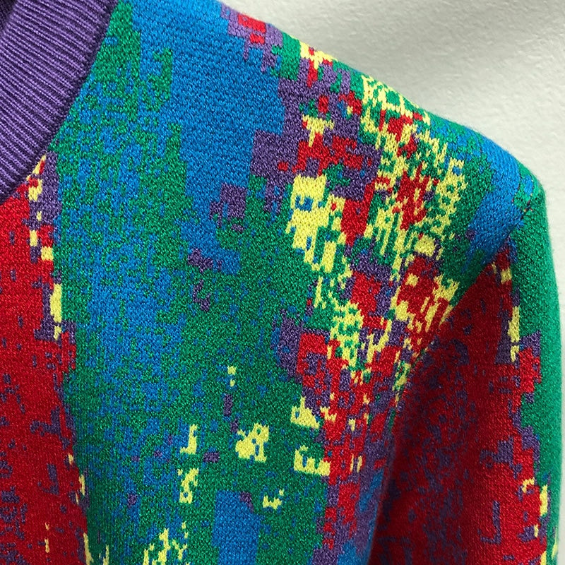 Contrasting Colors Line Pullover Sweater