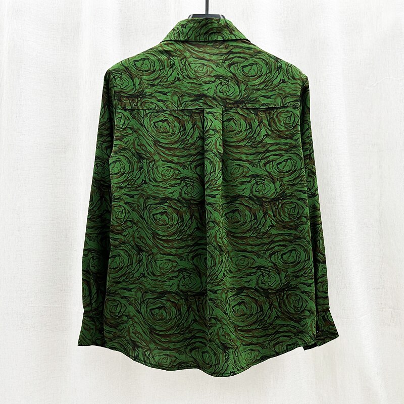 Fashion Casual Green Geometric Long Sleeve Shirt