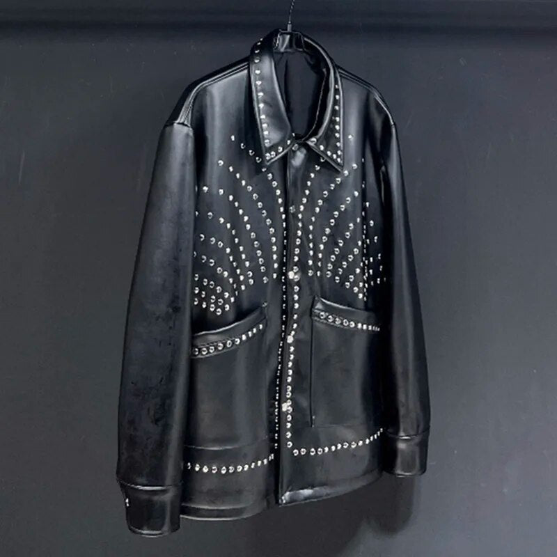 Streetwear Handmade Black Rhinestone Jacket