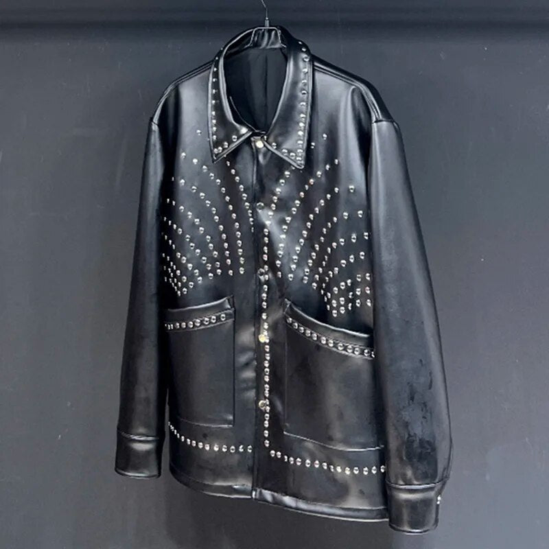 Streetwear Handmade Black Rhinestone Jacket