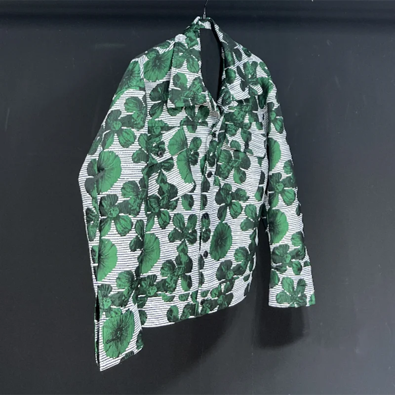 Green Loose Leaves Embossed Jacket