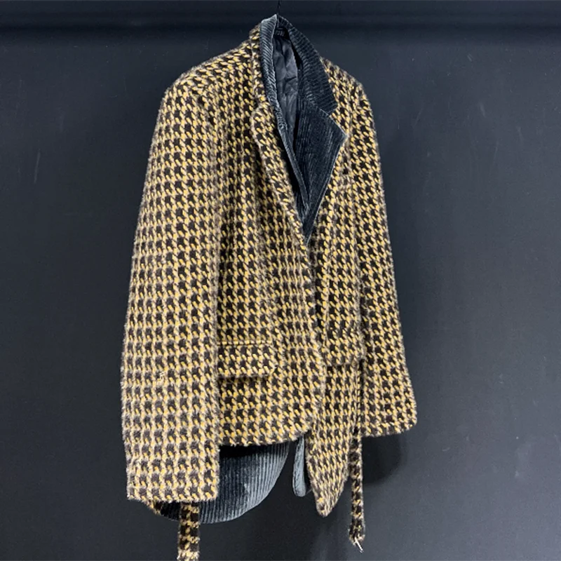 Thick Fake Two Pieces Yellow Blazer