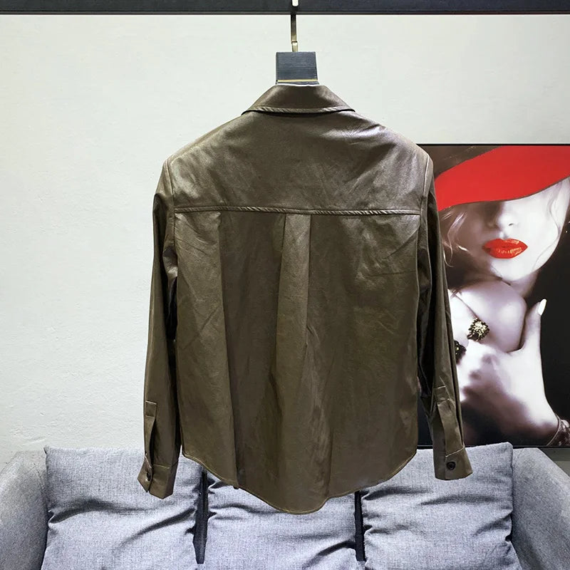 Multi-Zipper Decoration PU Leather Shirt