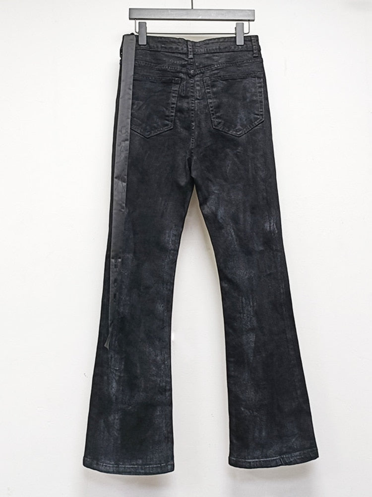 Cut Bray Ribbon Black Jeans