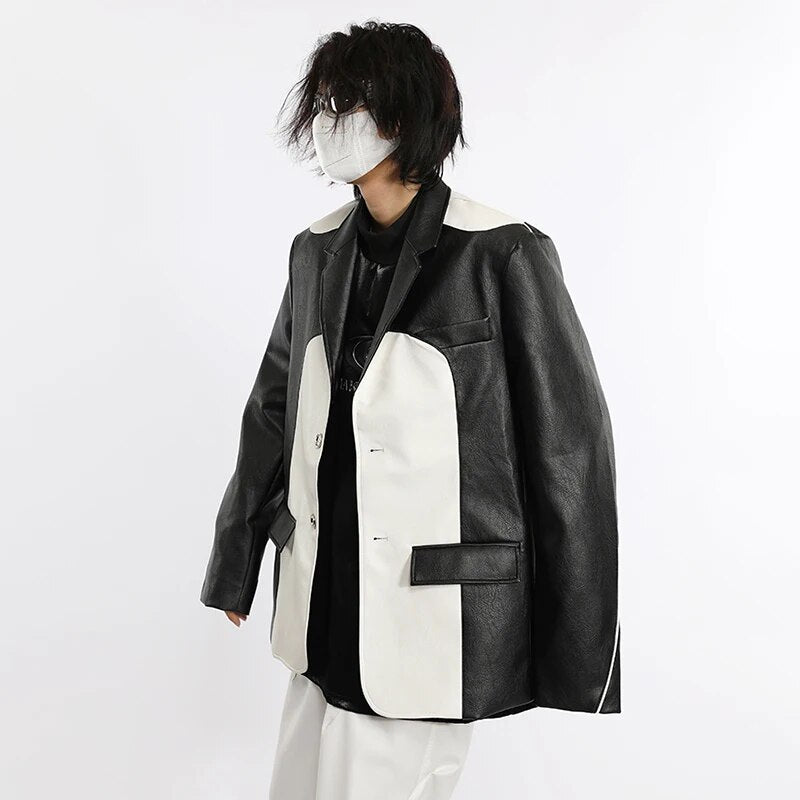 Monochrome Fashion Spliced Blazer