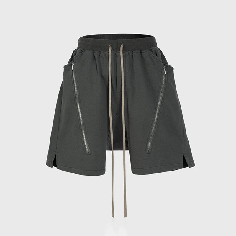 Summer Tide Streetwear Double Zipper Split Shorts