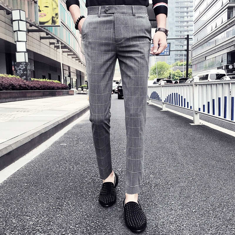 Pantalon Classic Plaid Formal Style Men Trouser