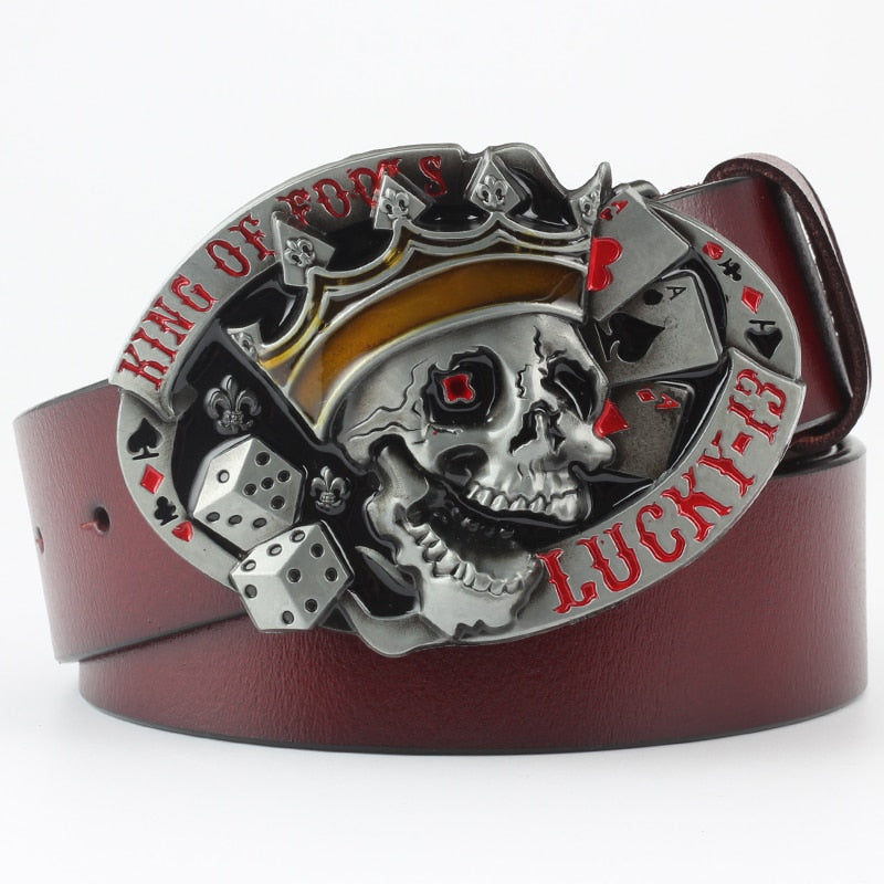 Rock Metal Skull Head Buckle Leather Belt