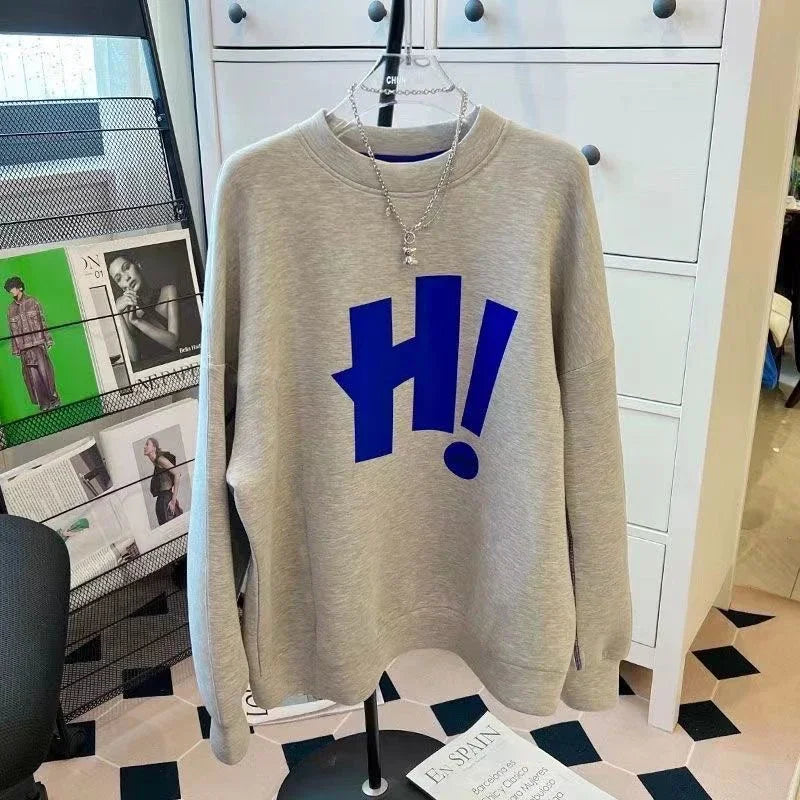 Fashion H! Letter Cotton Printed Sweater