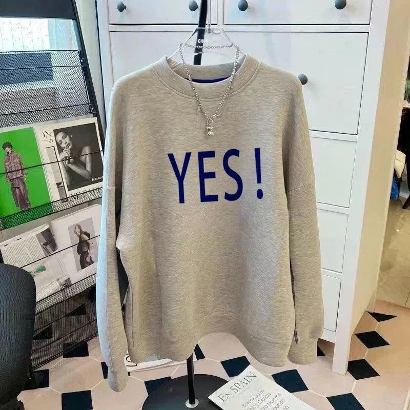 Fashion Solid Cotton YES! Letter Sweater