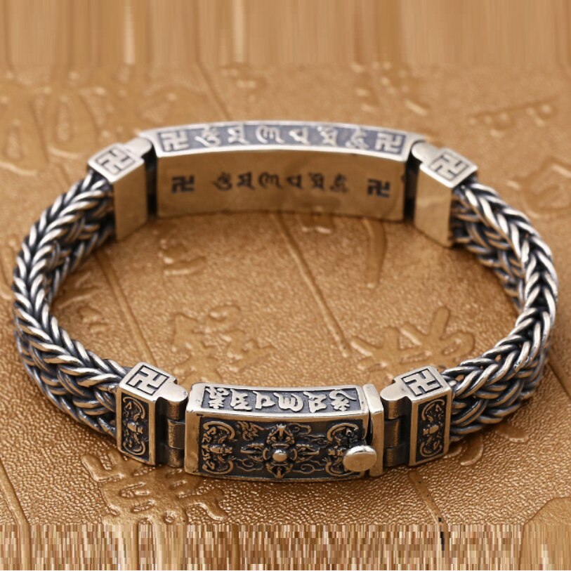 Buddha Lection Style Embossed Bracelet