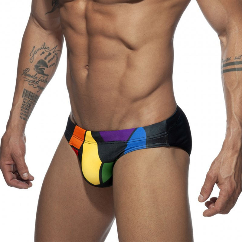 Solid Colorful Patchwork Sporty Men Brief