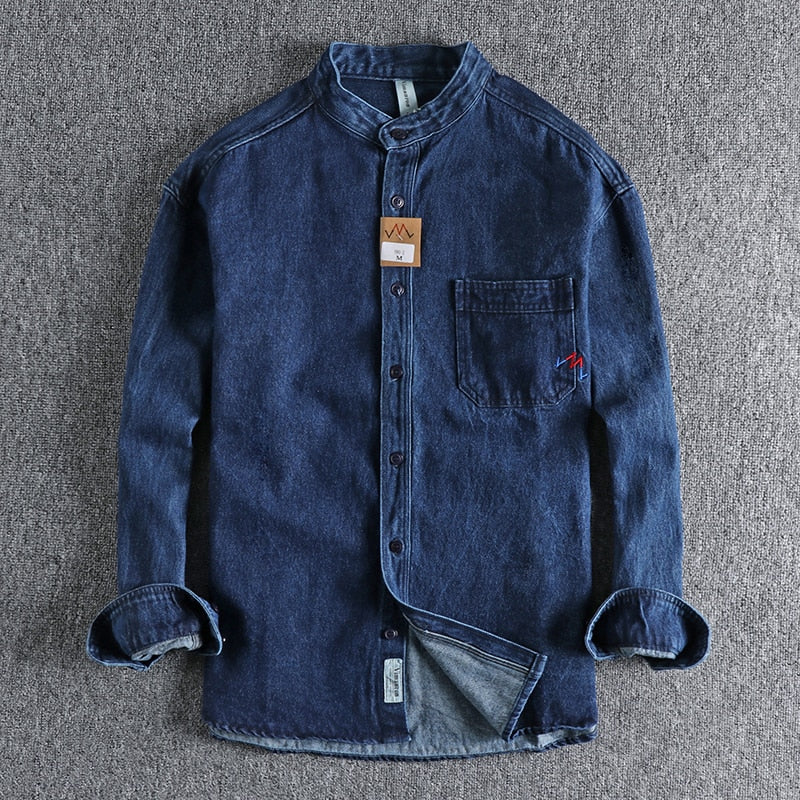 Solid Pocket Cotton Jeans Shirt