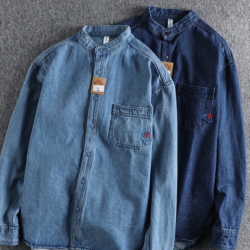 Solid Pocket Cotton Jeans Shirt