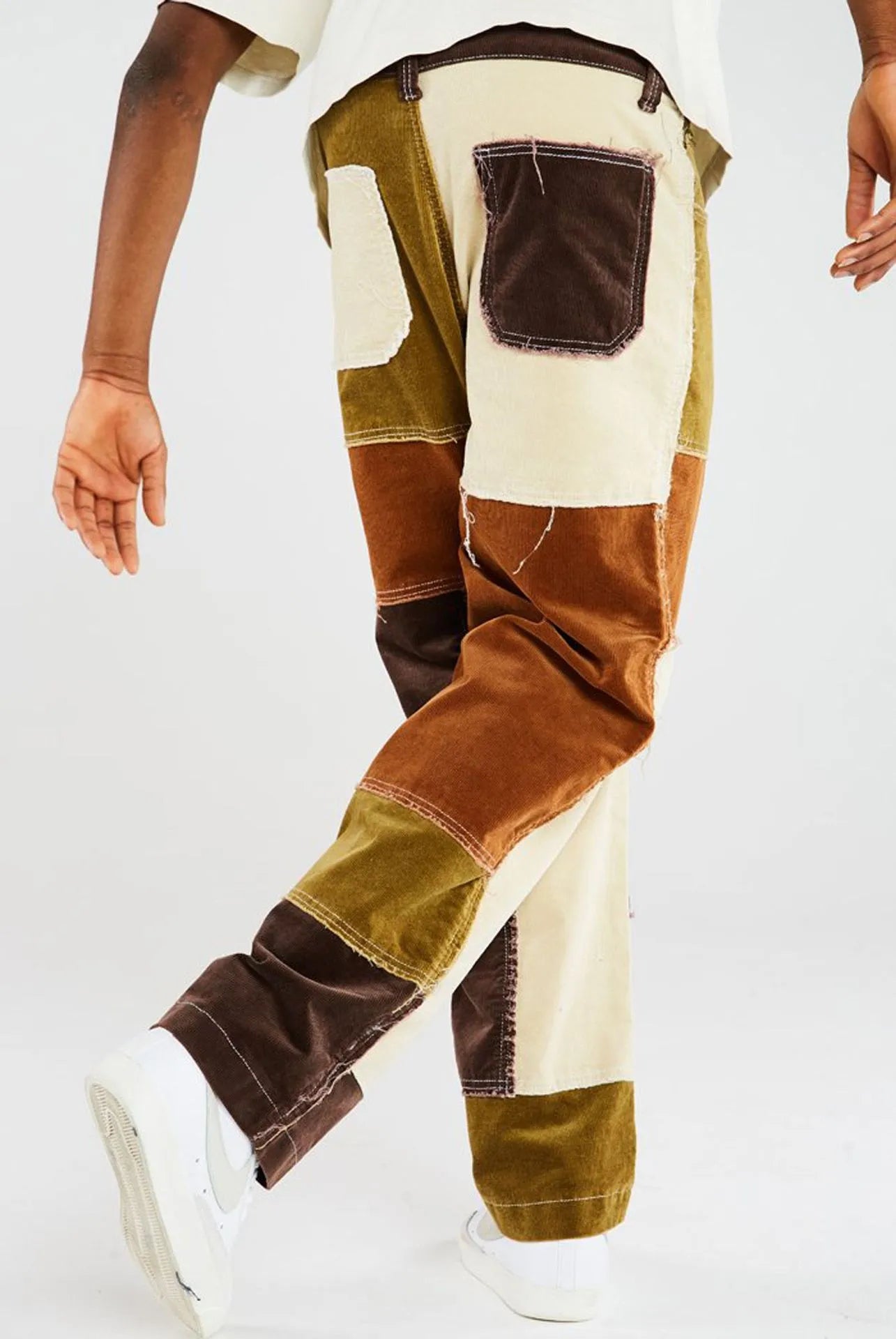 Three Color Patchwork Contrast Jeans