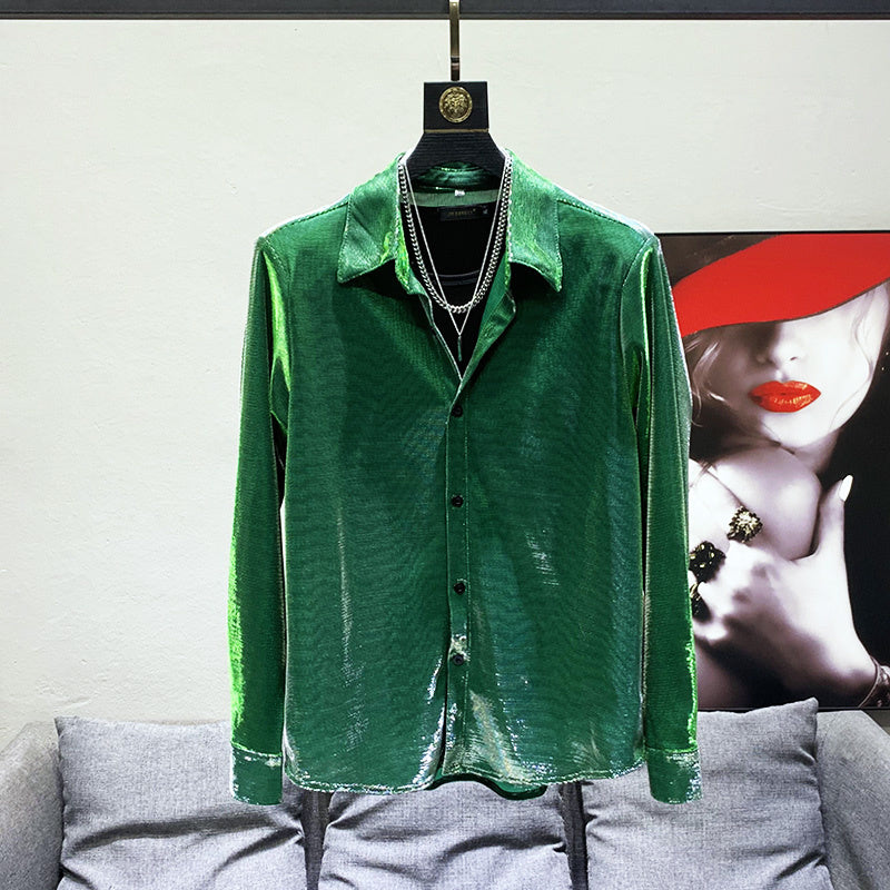 Casual Bright Color Reflective Long Sleeve Shirt