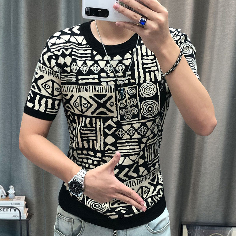 Geometry Tribal Pattern Short Sleeve T-Shirt