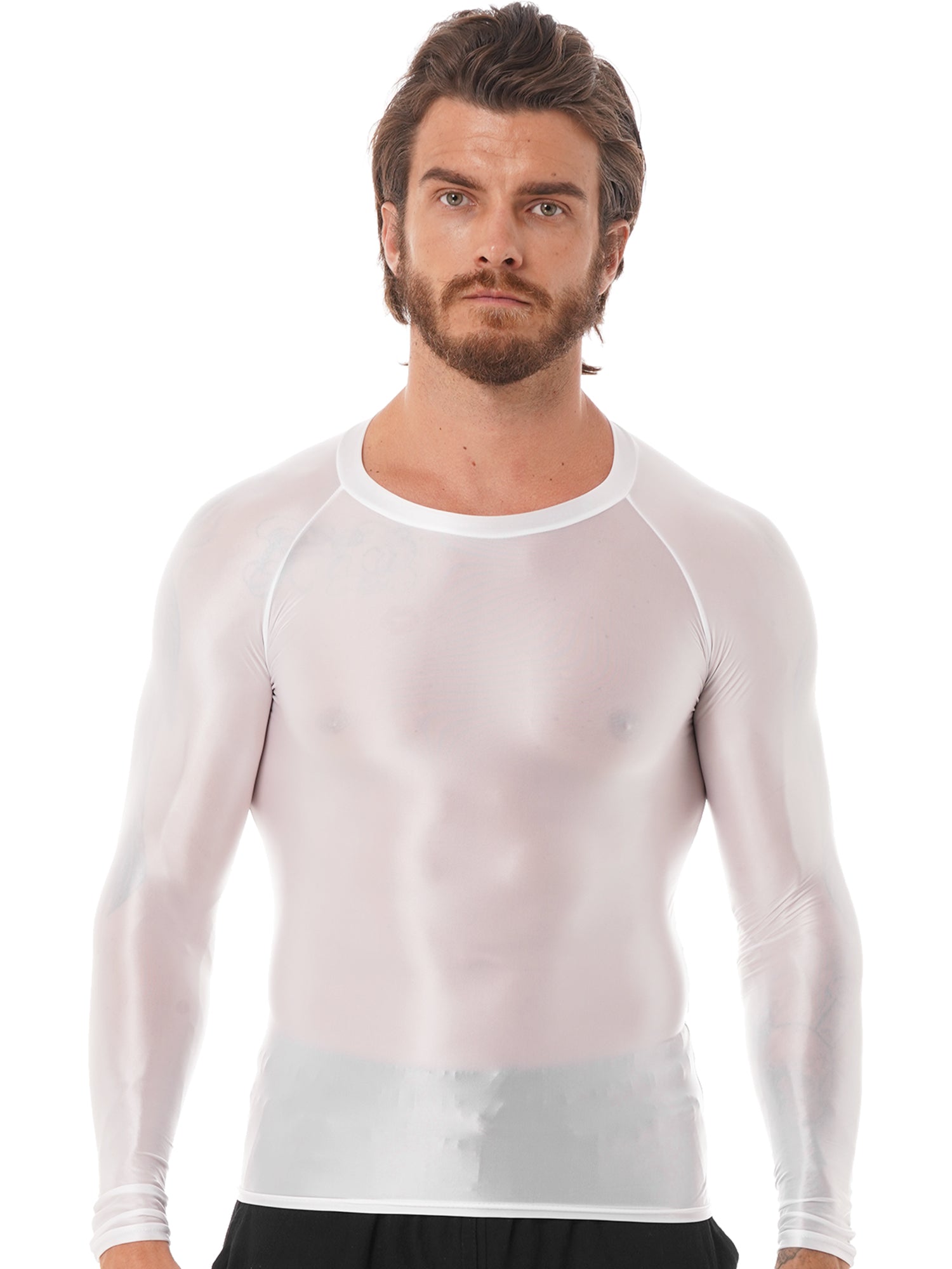 See Through O-Neck Long Sleeve T-Shirt