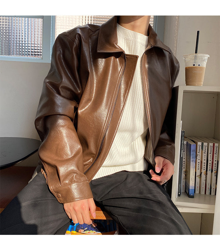 Loose Casual Pu Leather Jacket