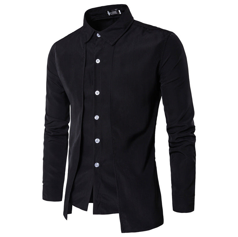 Double Placket Solid Color Cotton Shirt