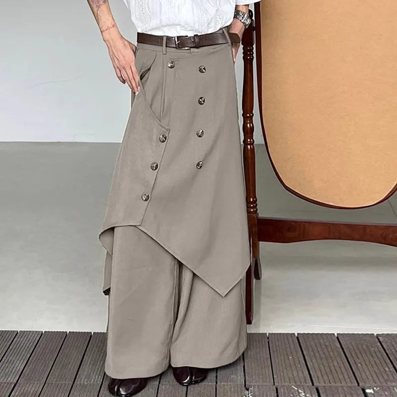 Solid Streetwear Buttons Irregular Pants