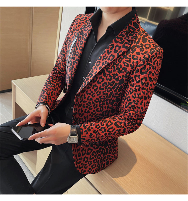 Retro Leopard Pattern Men Blazer