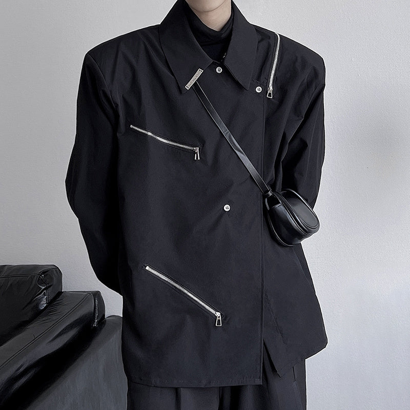 Deconstruction Zippers Long Sleeve Techwear Shirt