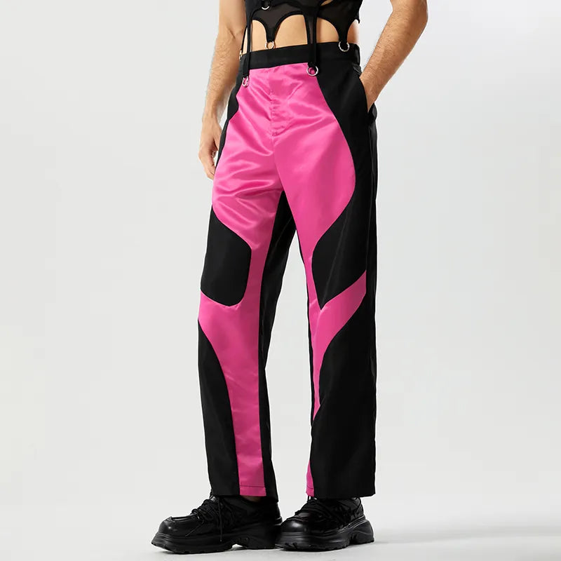 Patchwork Color Block Straight Pants