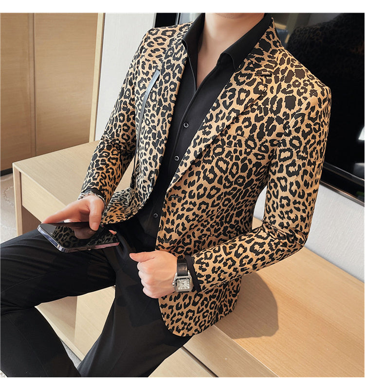 Retro Leopard Pattern Men Blazer