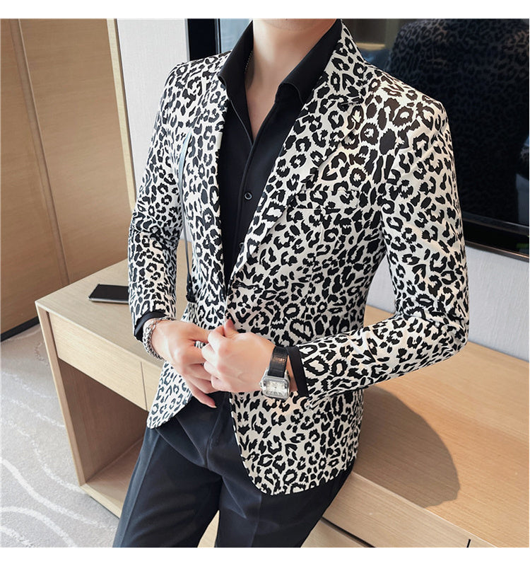 Retro Leopard Pattern Men Blazer