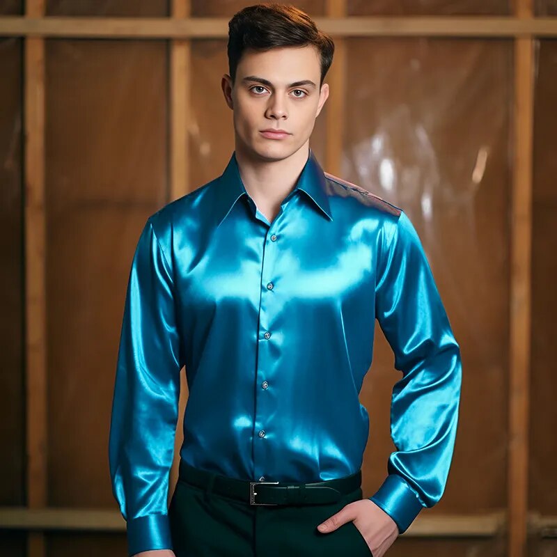 Classic Satin Silk Long Sleeve Shirt