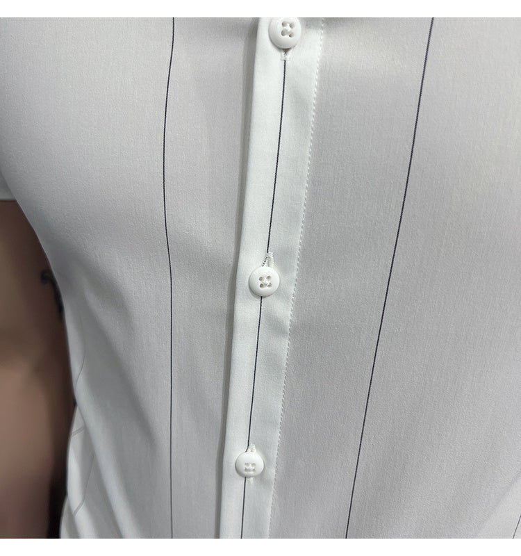 Stripe Polyester Casual Shirt