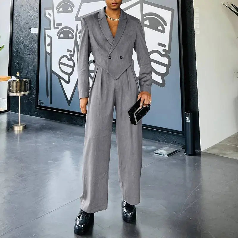 Solid Color Irregular Blazer Suit