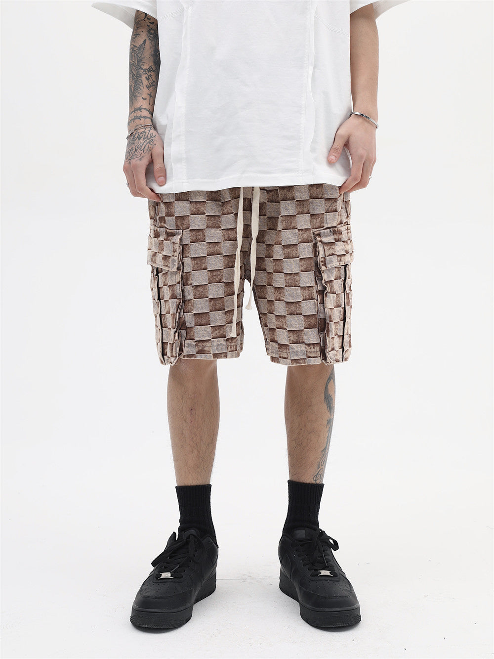 Checkered Hip Hop Polyester Men Short