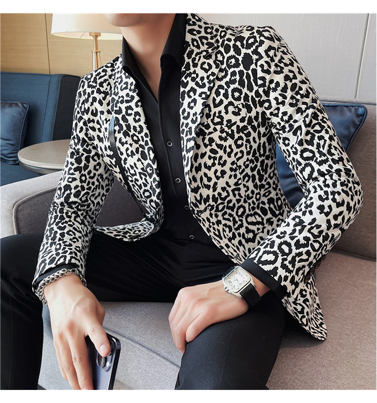 Retro Leopard Pattern Men Blazer