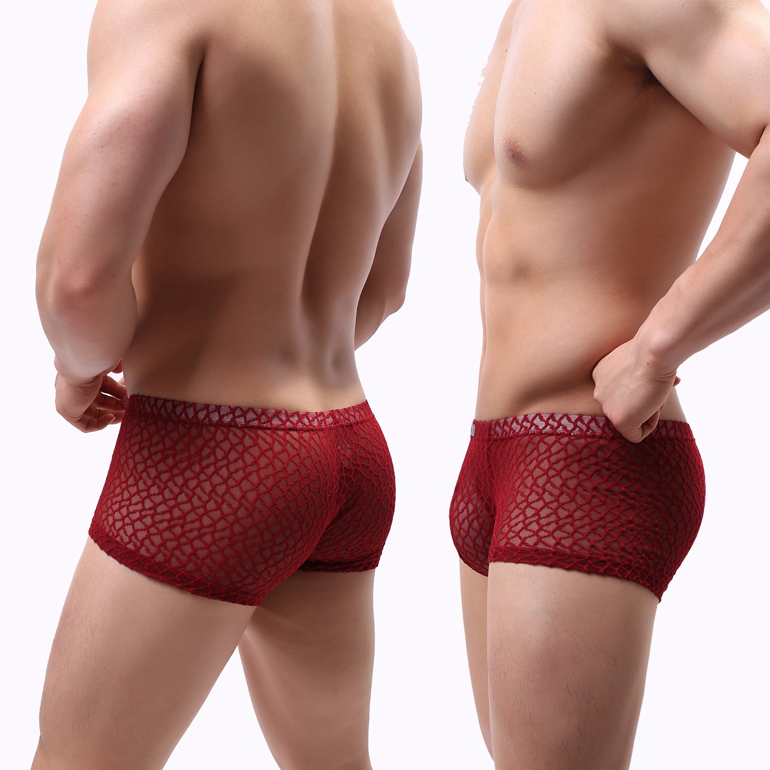 Geometric Lace Mesh Breathable Men Boxer