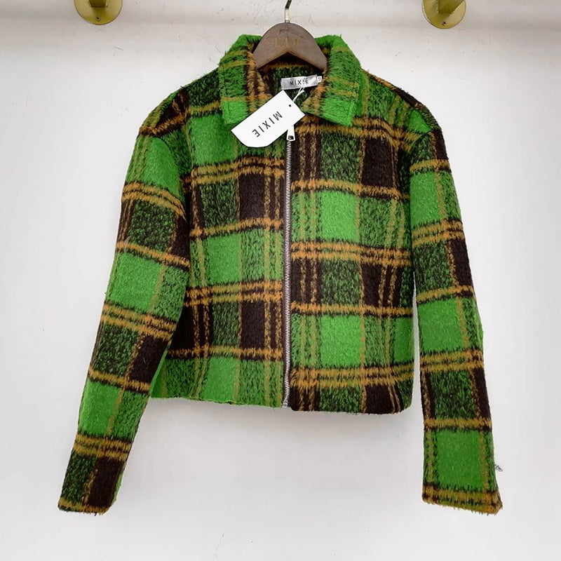 Big Green Plaid Loose Men Jacket