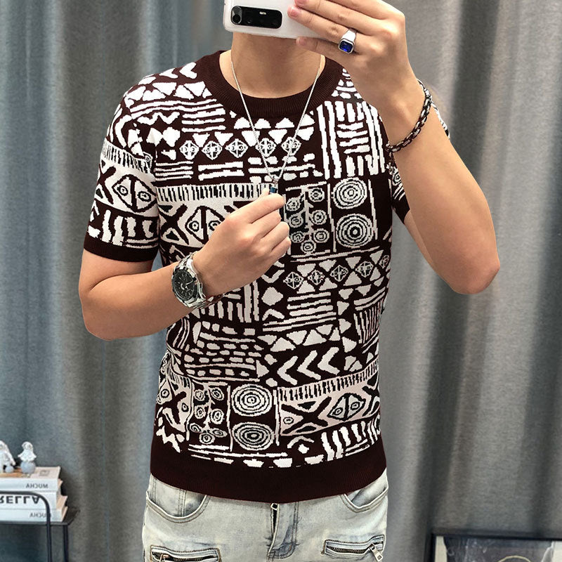 Geometry Tribal Pattern Short Sleeve T-Shirt