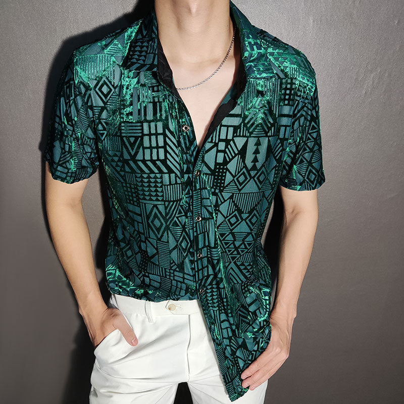 Artistic Geometric Pattern Transparent Shirt