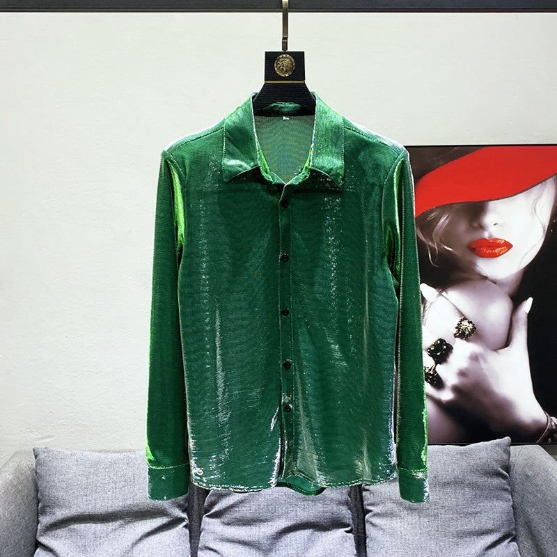 Casual Bright Color Reflective Long Sleeve Shirt