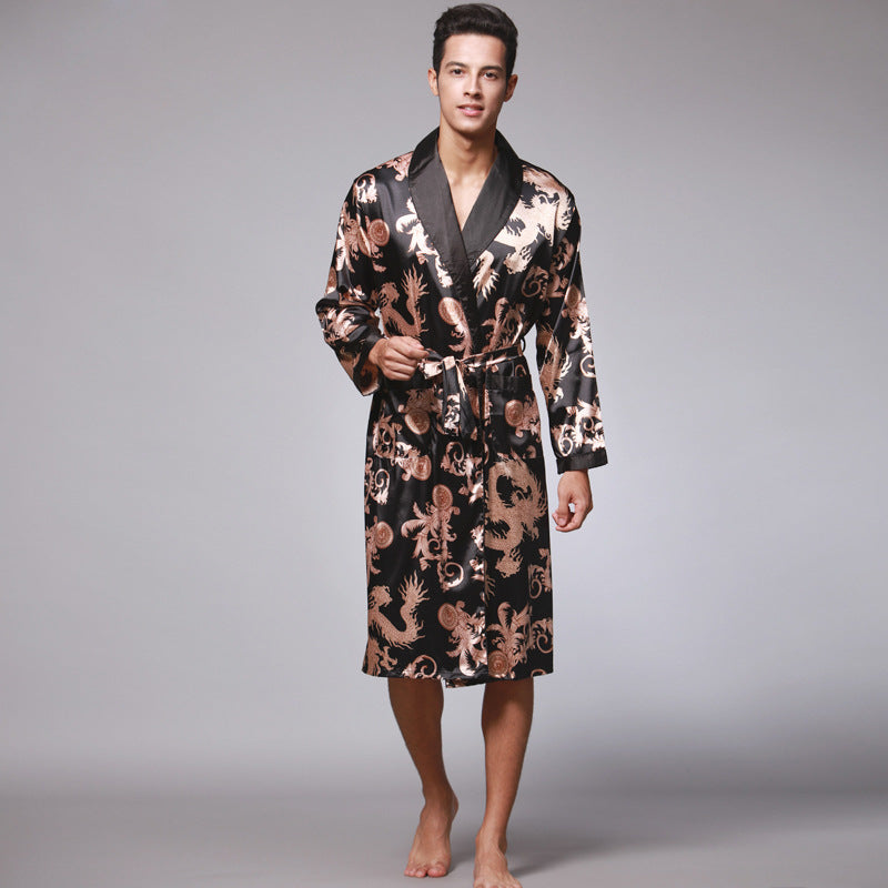 Print Pattern Men Bathrobes Kimono Robes Pajama Sets