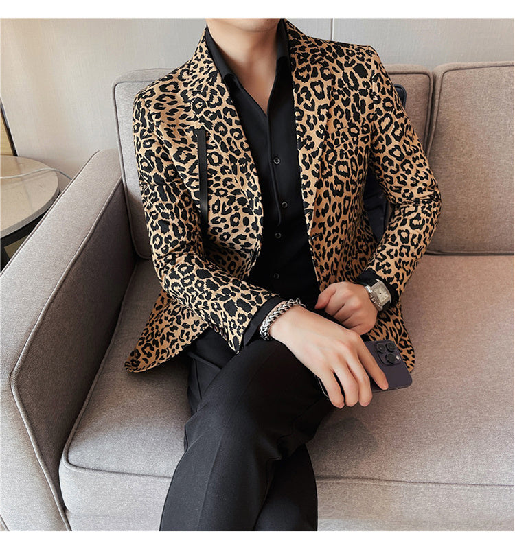 Retro Leopard Pattern Men Blazer