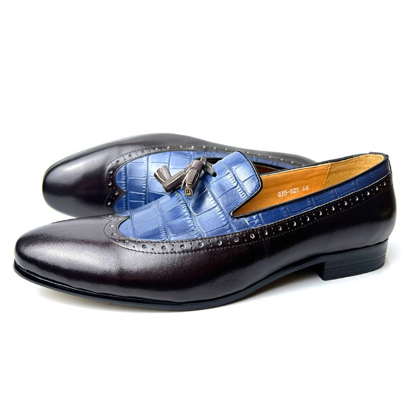 Mixed Color Leather Loafers Shoes