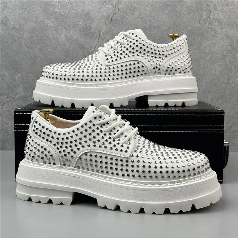 Rivets Decor Platform Lace-Up Sneakers