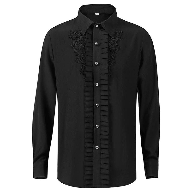 Black Pleated Steampunk Style Shirt