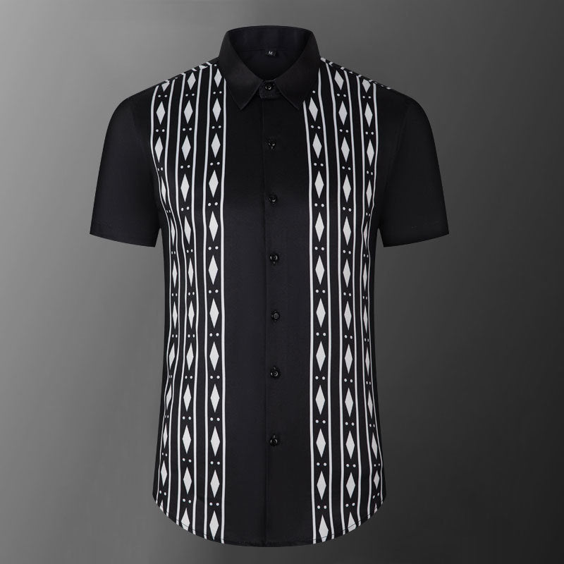 Casual Printed Contrast Short Sleeve Shirt