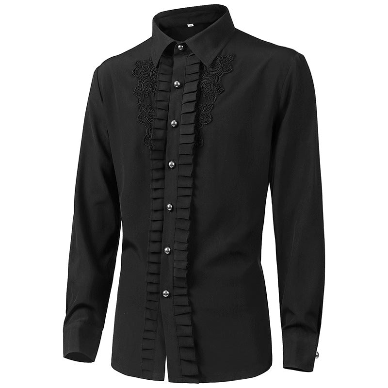 Black Pleated Steampunk Style Shirt