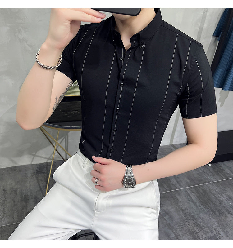 Stripe Polyester Casual Shirt