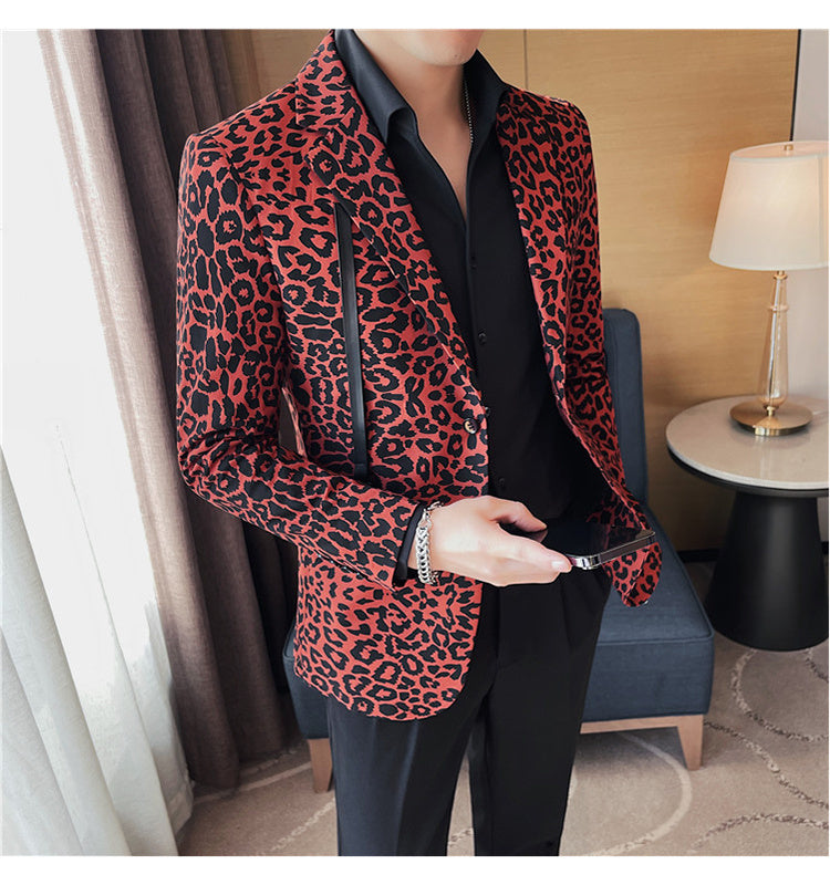 Retro Leopard Pattern Men Blazer