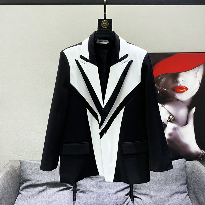 Solid Double Layer B&W Blazer